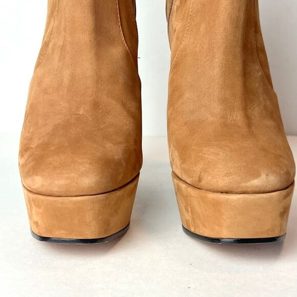 SCHUTZ July Suede Nubuck Platform High Heel Bootie Boots Sz 8.5 - Picture 3 of 11